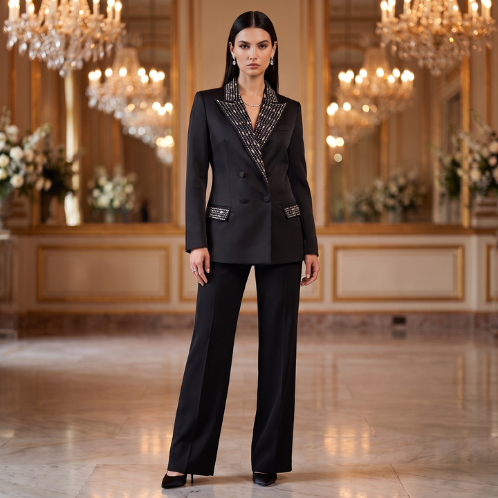 SoloveDress Luxury Beaded Diamond Suits Women&