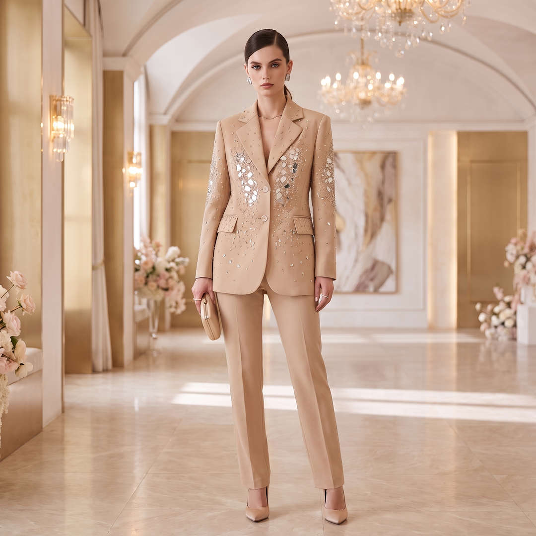 SoloveDress Luxury Beaded Diamond Suits Women&
