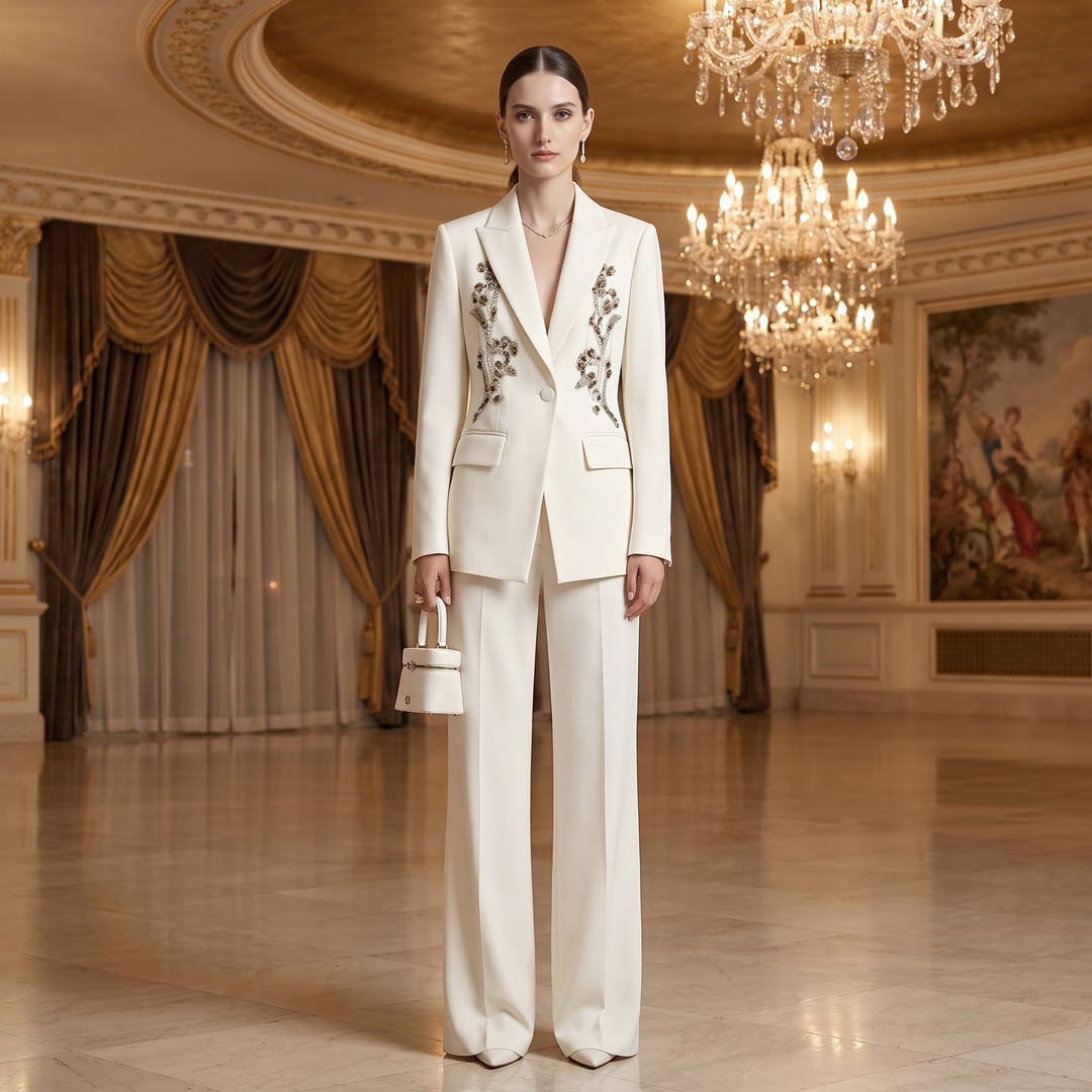 SoloveDress Beaded Diamond Suits Women&