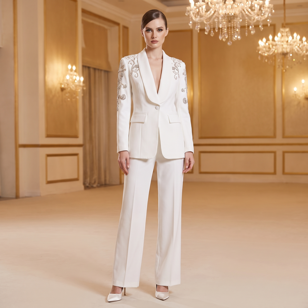 SoloveDress Luxury Beaded Diamond Suits Women&