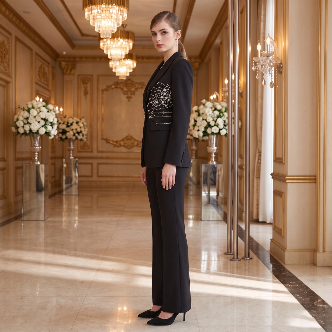 SoloveDress Luxury Beaded Diamond Suits Women&