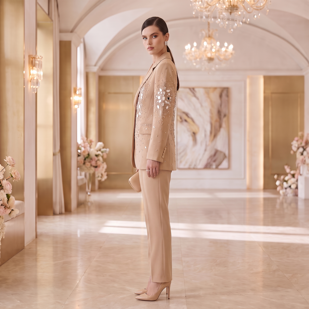 SoloveDress Luxury Beaded Diamond Suits Women&