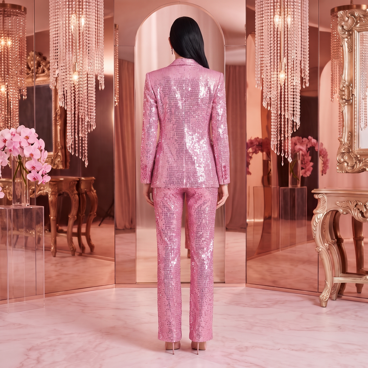 SoloveDress Luxurious Pink Sequins Women&