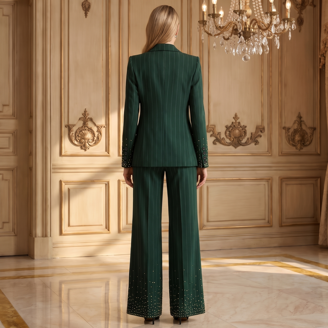 SoloveDress Luxury Striped Diamond Suits Women&