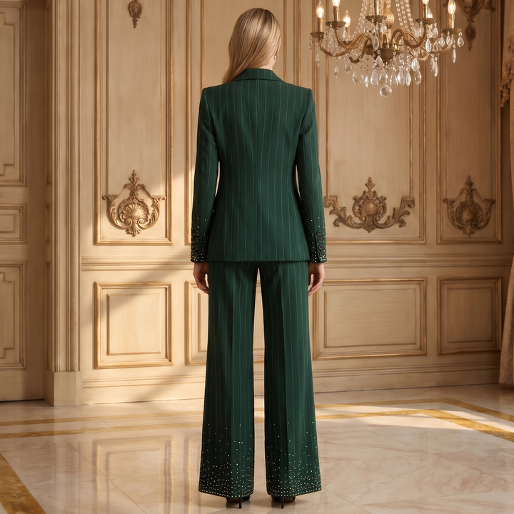 SoloveDress Luxury Striped Diamond Suits Women&