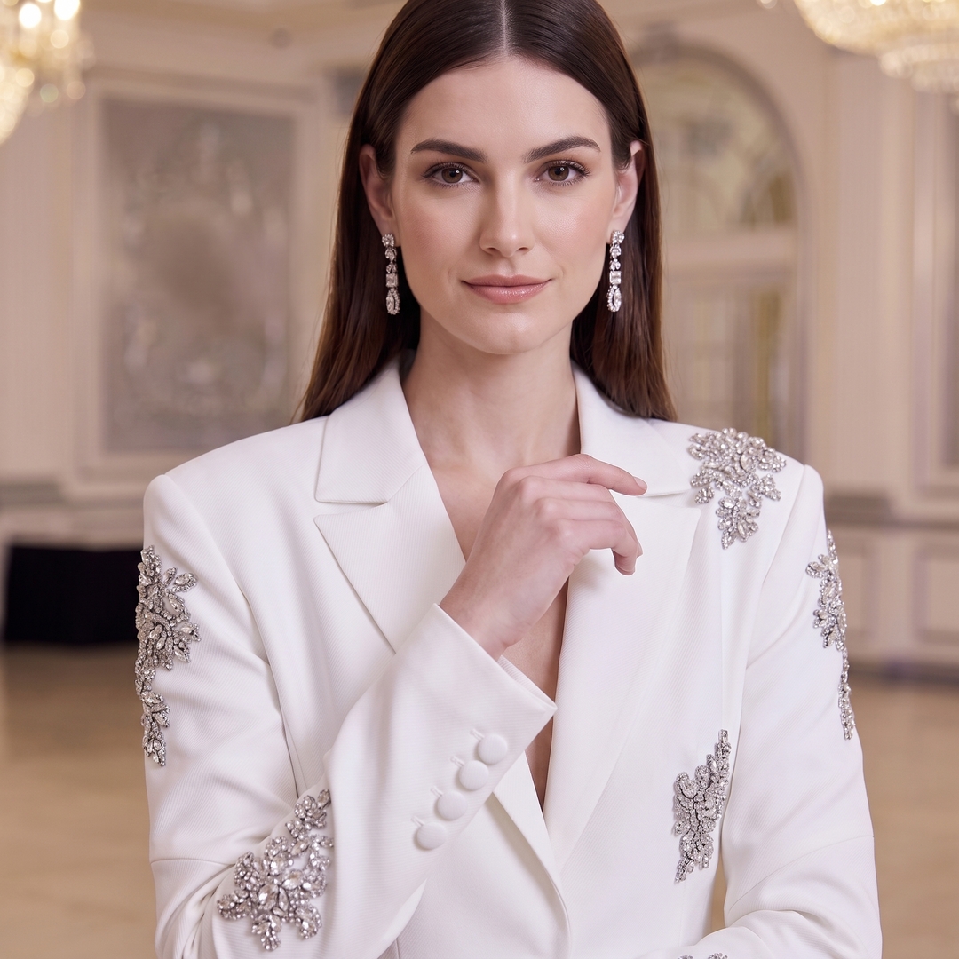 SoloveDress Beaded Diamond Suits Women&
