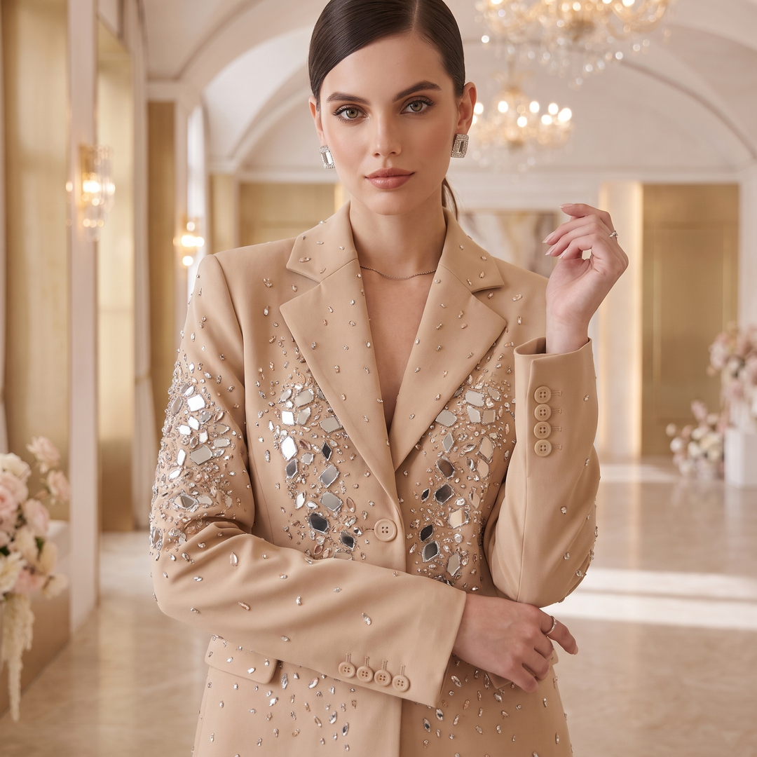 SoloveDress Luxury Beaded Diamond Suits Women&