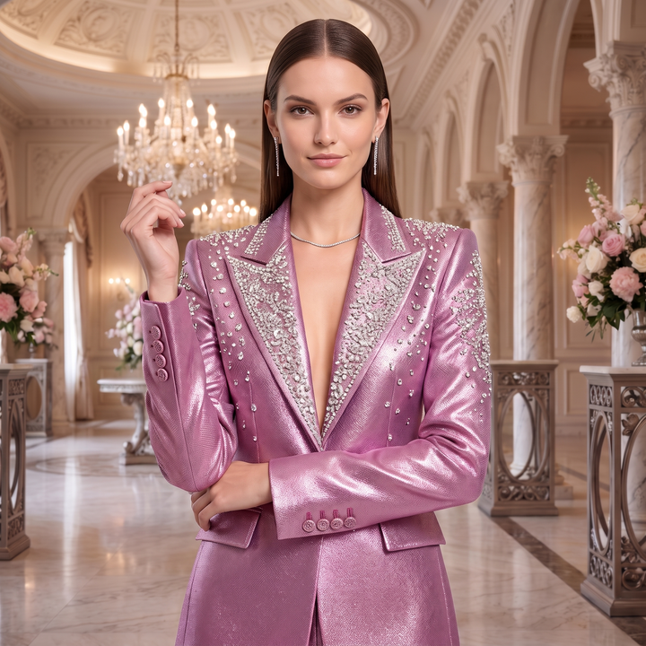 SoloveDress Diamond Sequins Suits Women&