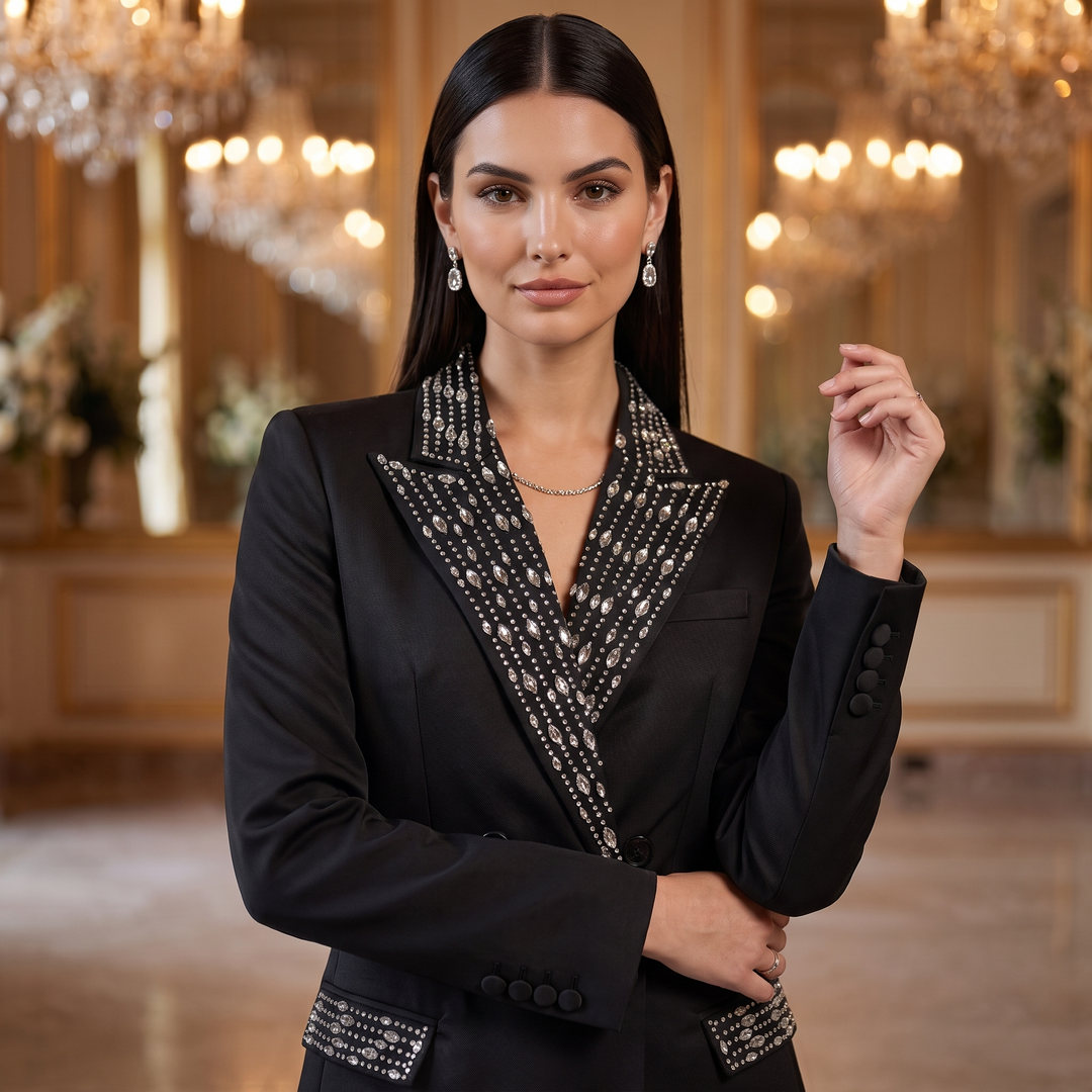 SoloveDress Luxury Beaded Diamond Suits Women&