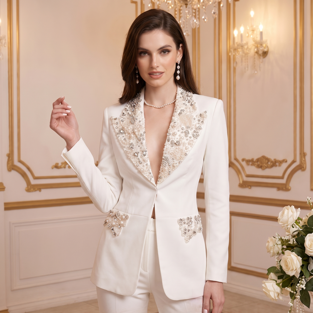 SoloveDress Luxurious Pearl Beaded Diamond Women&