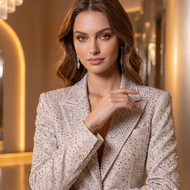 SoloveDress Sequins Diamond Suits Women&