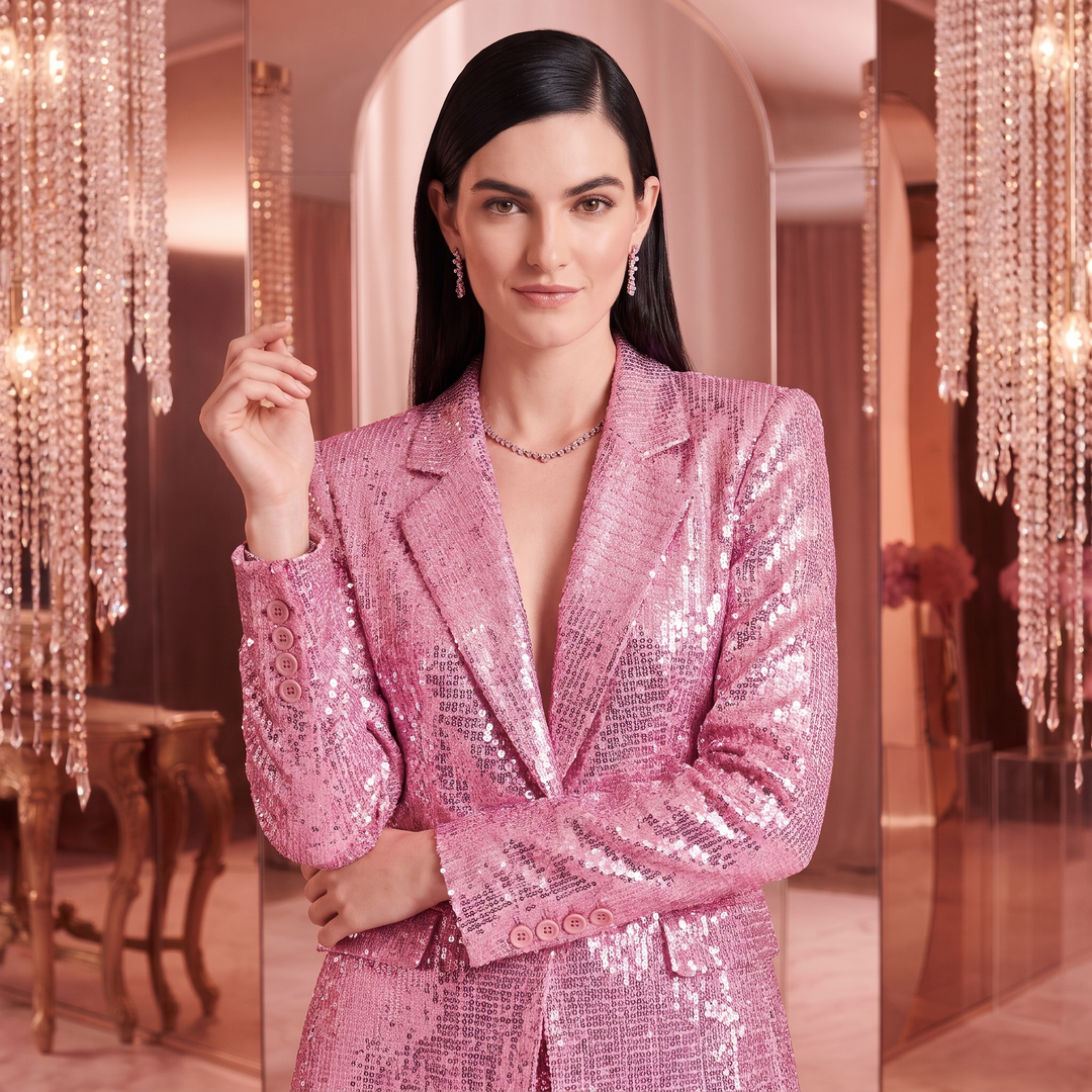 SoloveDress Luxurious Pink Sequins Women&