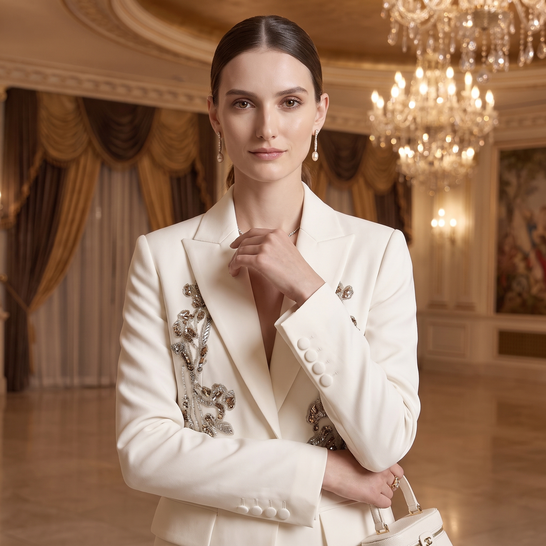 SoloveDress Beaded Diamond Suits Women&