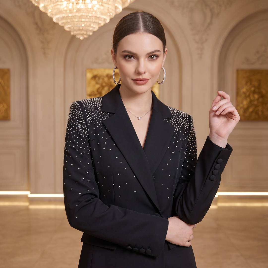 SoloveDress Beaded Diamond Suits Women&