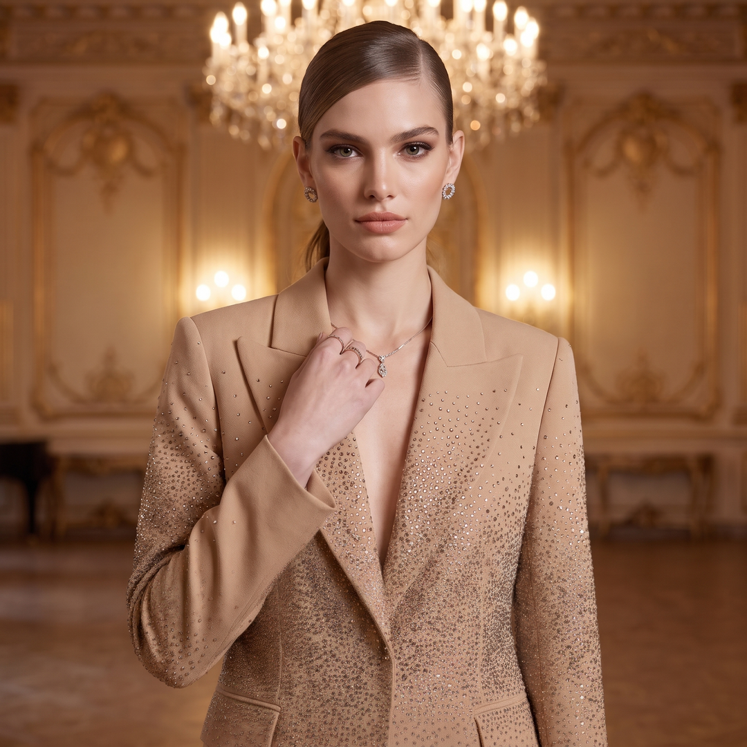 SoloveDress Diamond Hidden Botton Suits Women&