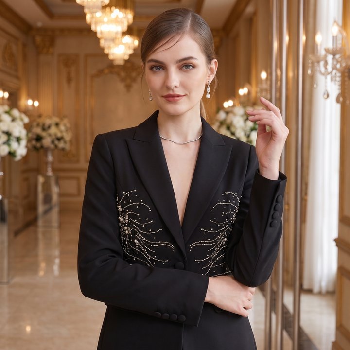 SoloveDress Luxury Beaded Diamond Suits Women&
