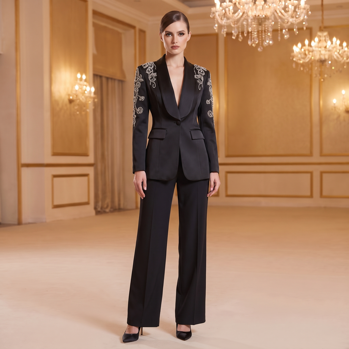 SoloveDress Luxury Beaded Diamond Suits Women&