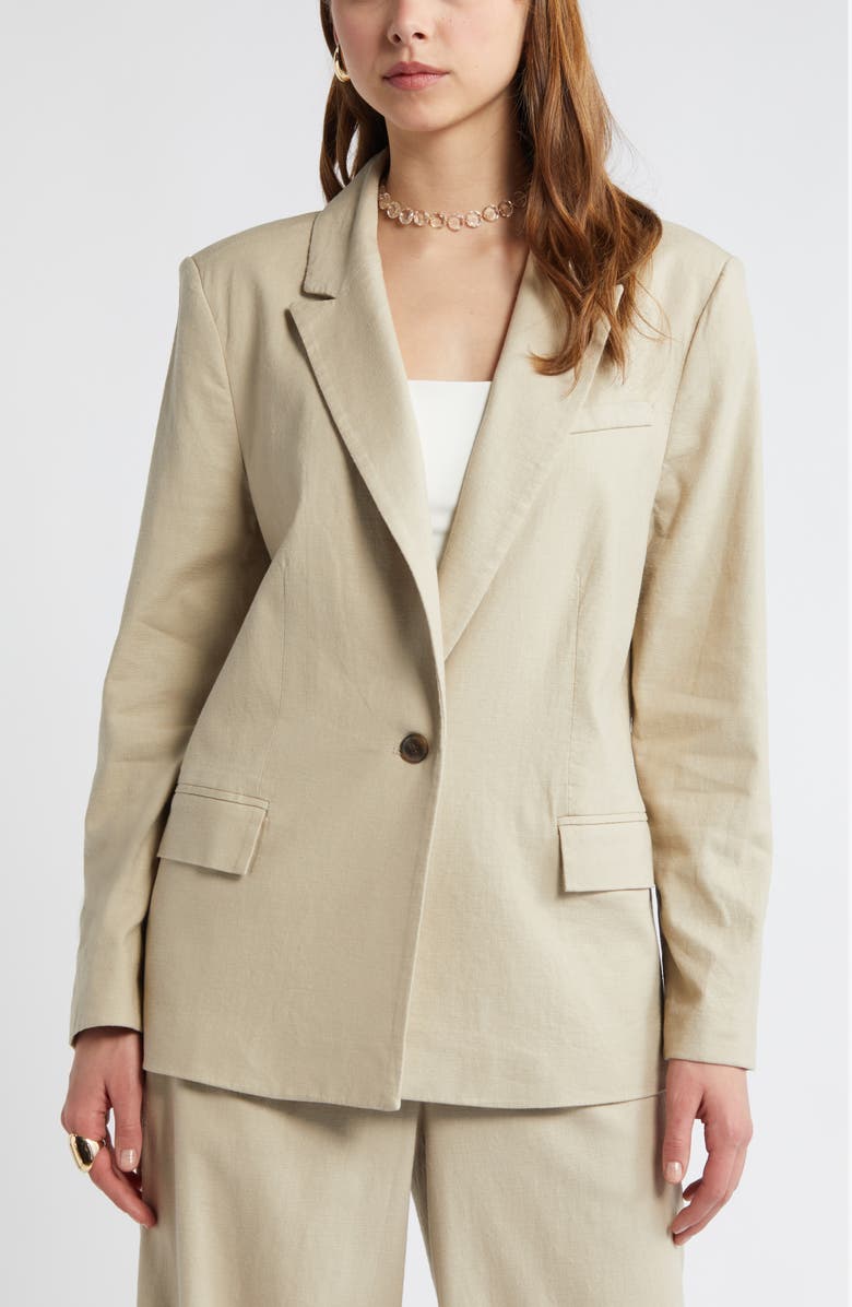 solovedress 2 Piece Beige Peak Lapel Single Buttons Women's Suit (Blazer+Pants)