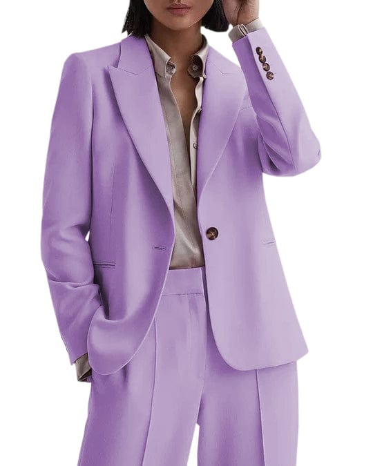 solovedress 2 Piece Business Casual Peak Lapel Women Suit (Blazer+Pants)