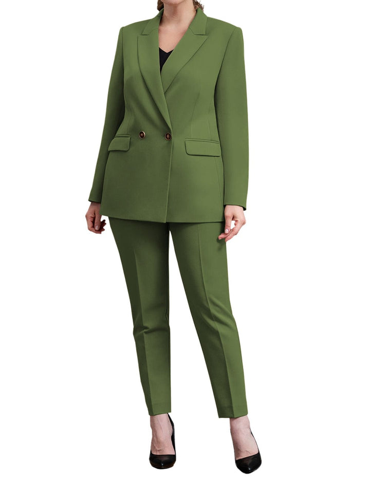 solovedress 2 Piece Business Peak Lapel Women's Suit（Blazer+Pants）