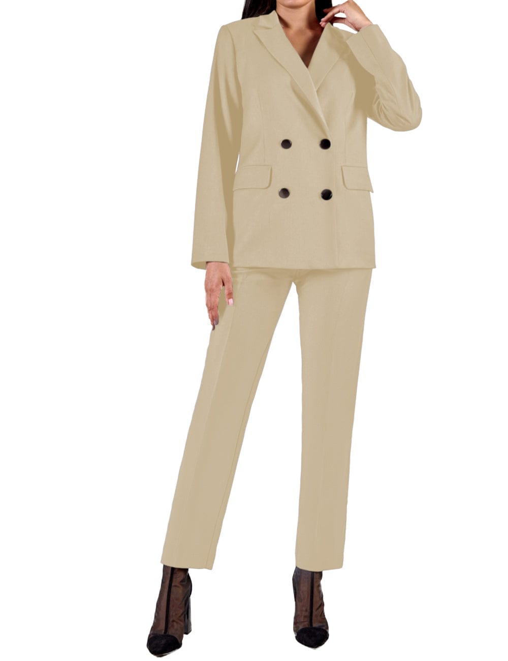 solovedress 2 Piece Peak Lapel Slim Fit Women's Suit（Blazer+Pants）