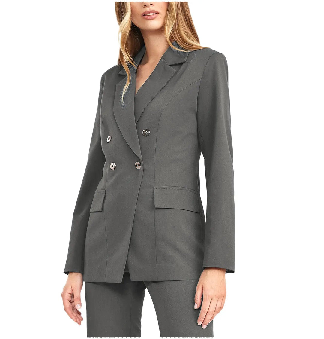 solovedress 2 Pieces Double Breasted Notch Lapel Women Suit（Blazer+Pants）