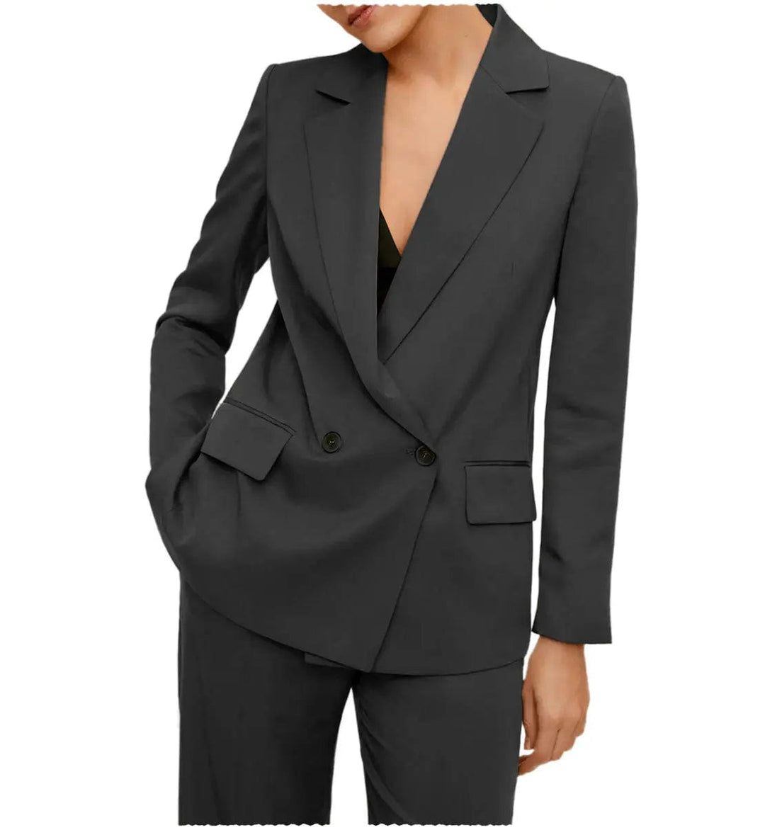 solovedress 2 Pieces Double Breasted Peak Lapel Women Suit