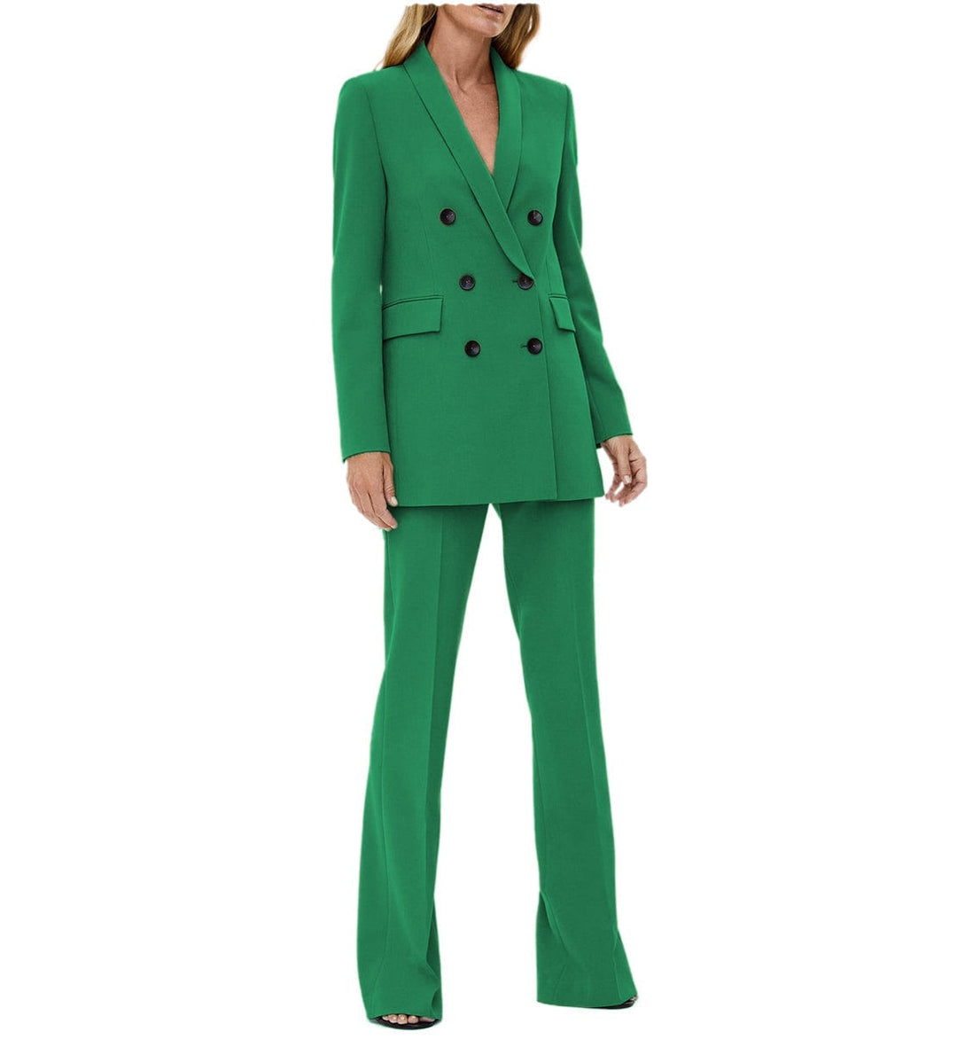 solovedress 2 Pieces Double Breasted Peak Lapel Women Suit