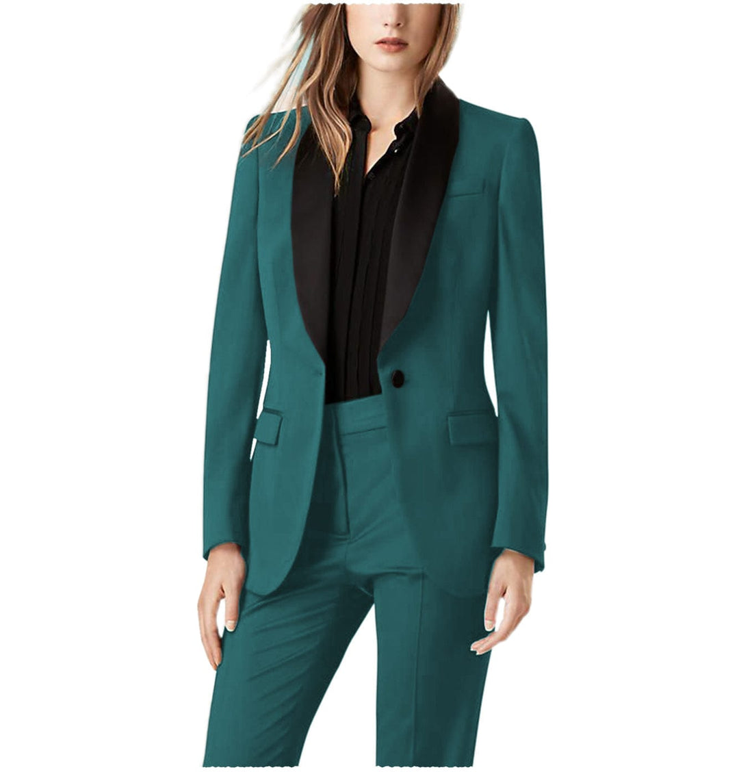 solovedress 2 Pieces Shawl Lapel Single Buttons Women suit （Blazer+Pants）