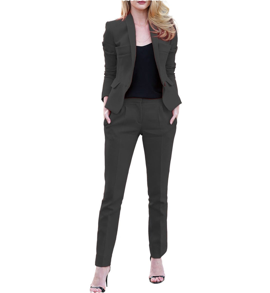 solovedress 2 Pieces Single Button Notch Lapel Women Suit (Blazer+Pants)
