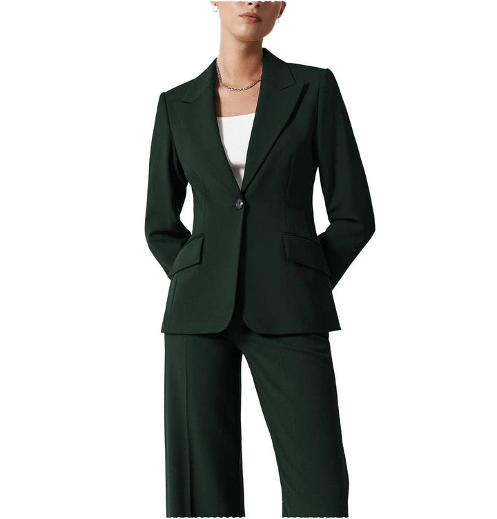 solovedress 2 Pieces Single Button Peak Lapel Women Suit (Blazer+Pants）