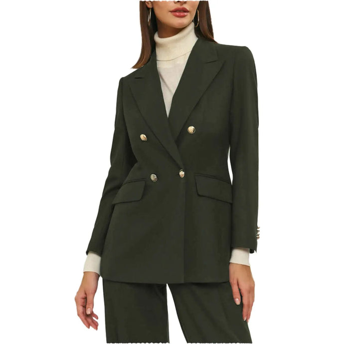 solovedress 2 Pieces Single Button Shawl Lapel Women Suit (Blazer+Pants）