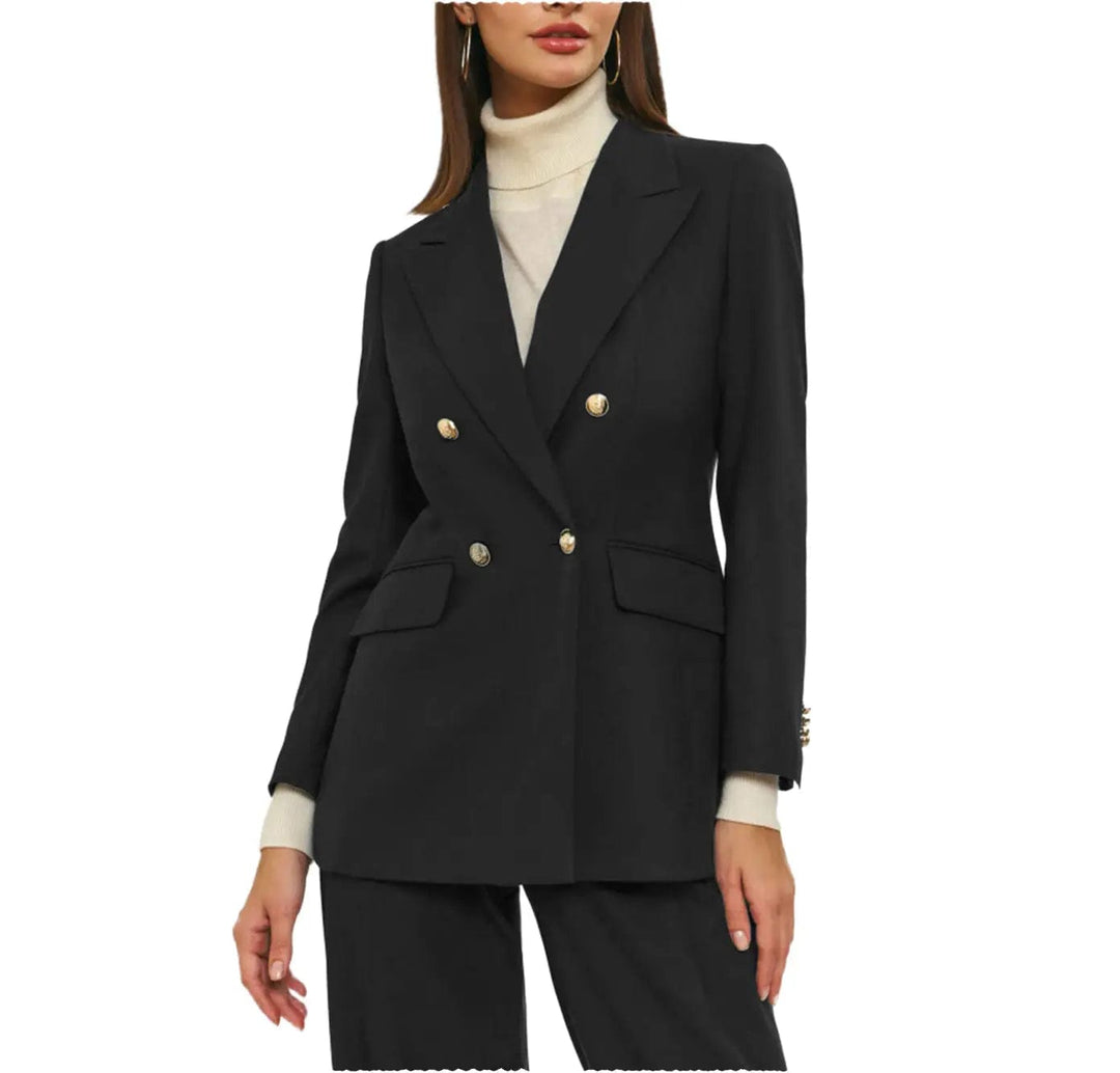 solovedress 2 Pieces Single Button Shawl Lapel Women Suit (Blazer+Pants）