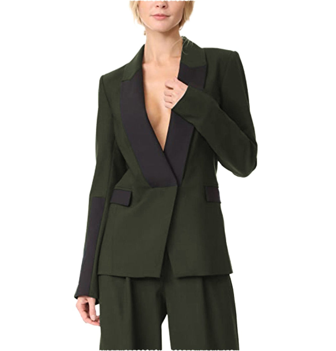 solovedress 2 Pieces Single Button Shawl Lapel Women Suit (Blazer+Pants）