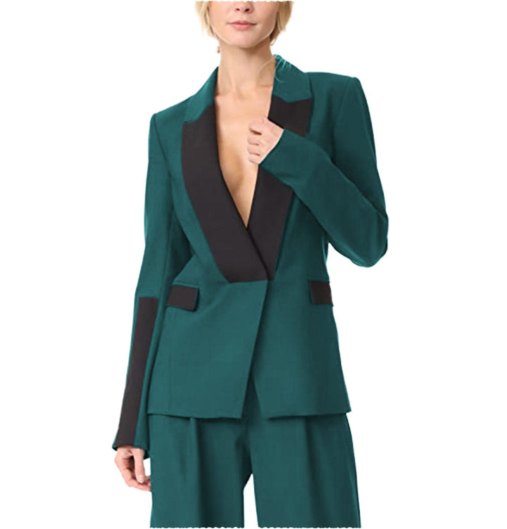 solovedress 2 Pieces Single Button Shawl Lapel Women Suit (Blazer+Pants）