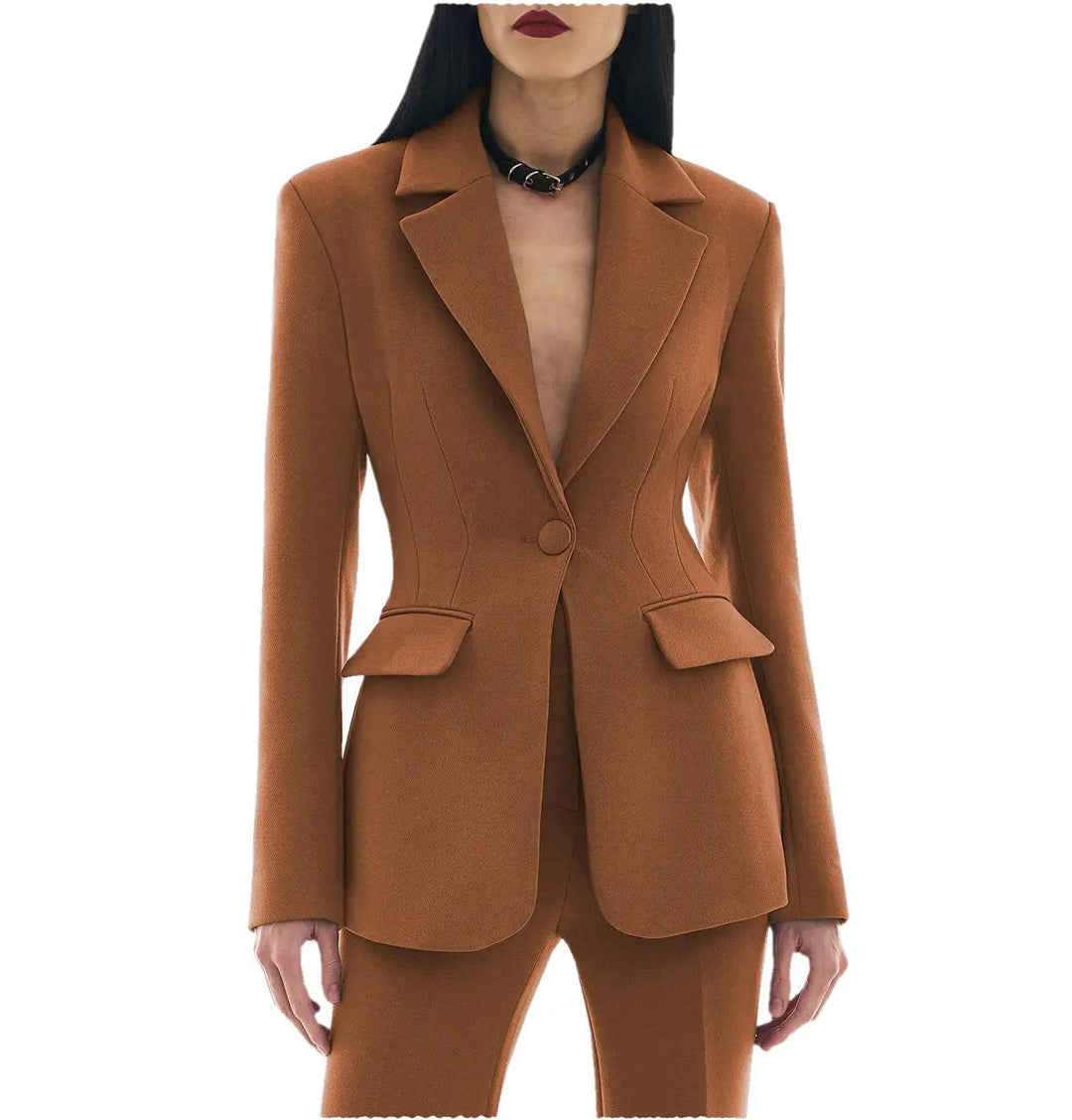 solovedress 2 Pieces Single Buttons Notch Lapel Women Suit（Blazer+Pants）