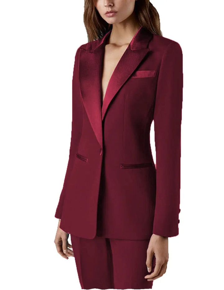 solovedress 2 Pieces Single Buttons Peak Lapel Women Suit