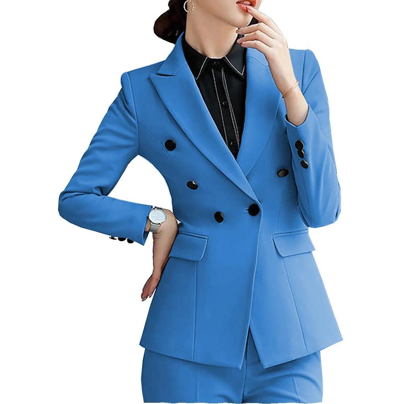 Double Button 2 Pieces Women Suit Peak Lapel Double Buttons | SoloveDress – solovedress