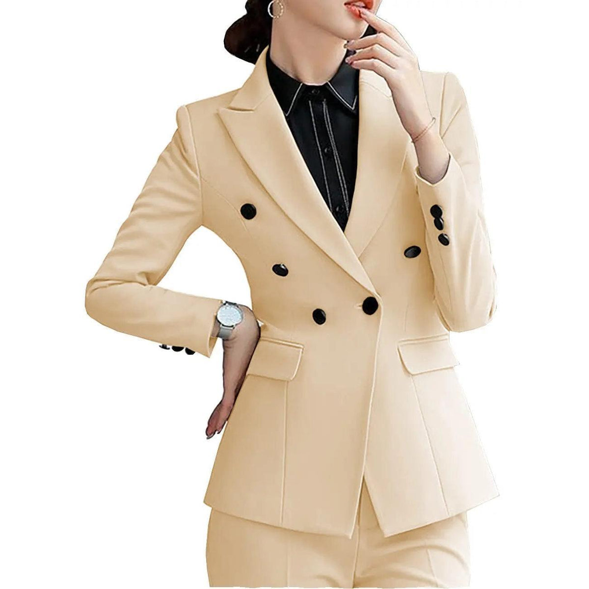 Double Button 2 Pieces Women Suit Peak Lapel Double Buttons | SoloveDress – solovedress