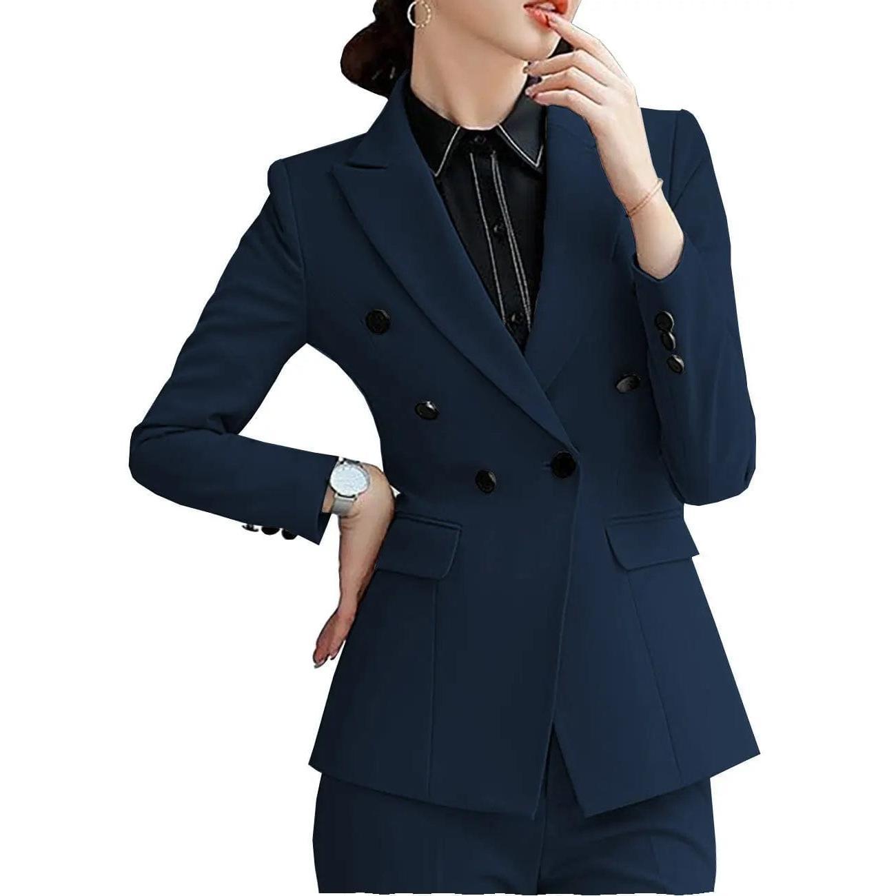 Double Button 2 Pieces Women Suit Peak Lapel Double Buttons | SoloveDress – solovedress