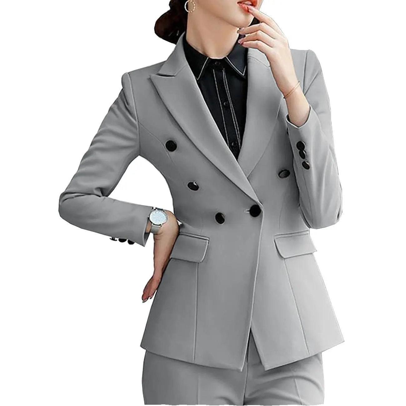 Double Button 2 Pieces Women Suit Peak Lapel Double Buttons | SoloveDress – solovedress