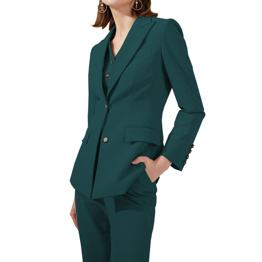 solovedress 3 Piece Business Peak Lapel Slim Fit Women Suit