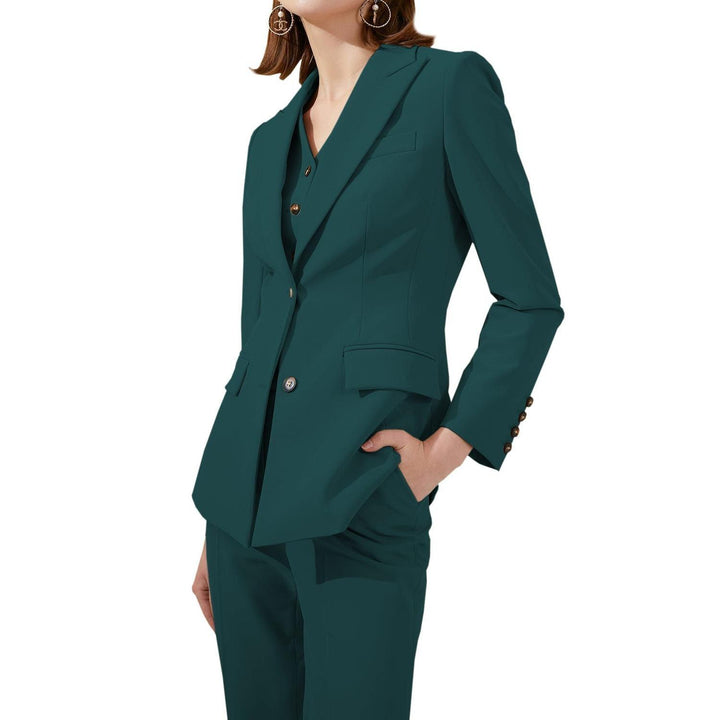 solovedress 3 Piece Business Peak Lapel Slim Fit Women Suit
