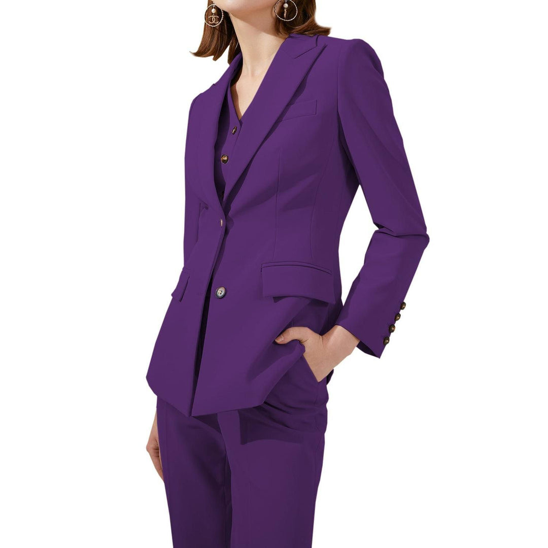 solovedress 3 Piece Business Peak Lapel Slim Fit Women Suit
