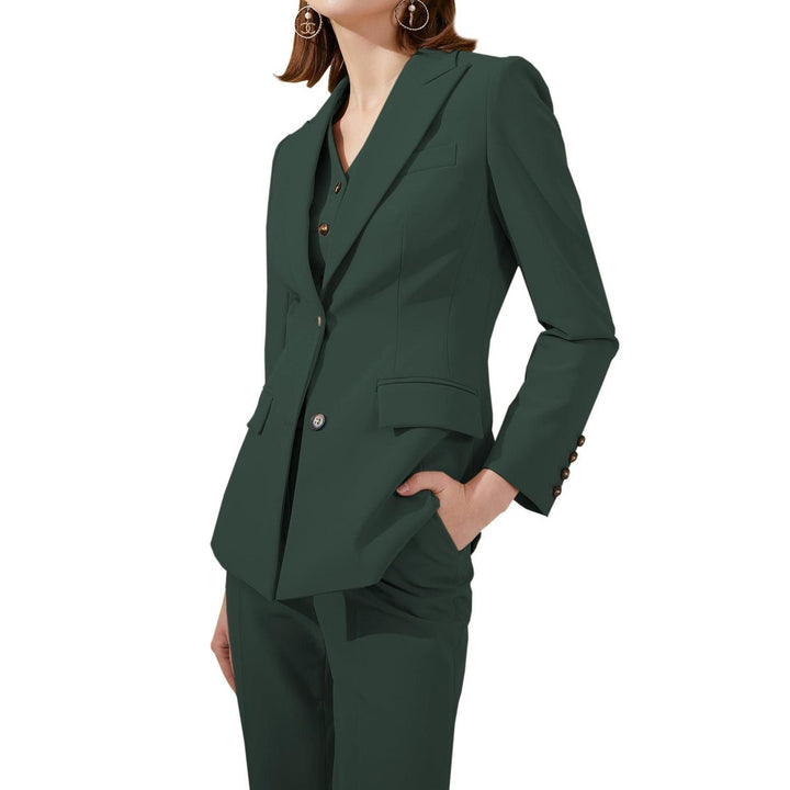 solovedress 3 Piece Business Peak Lapel Slim Fit Women Suit