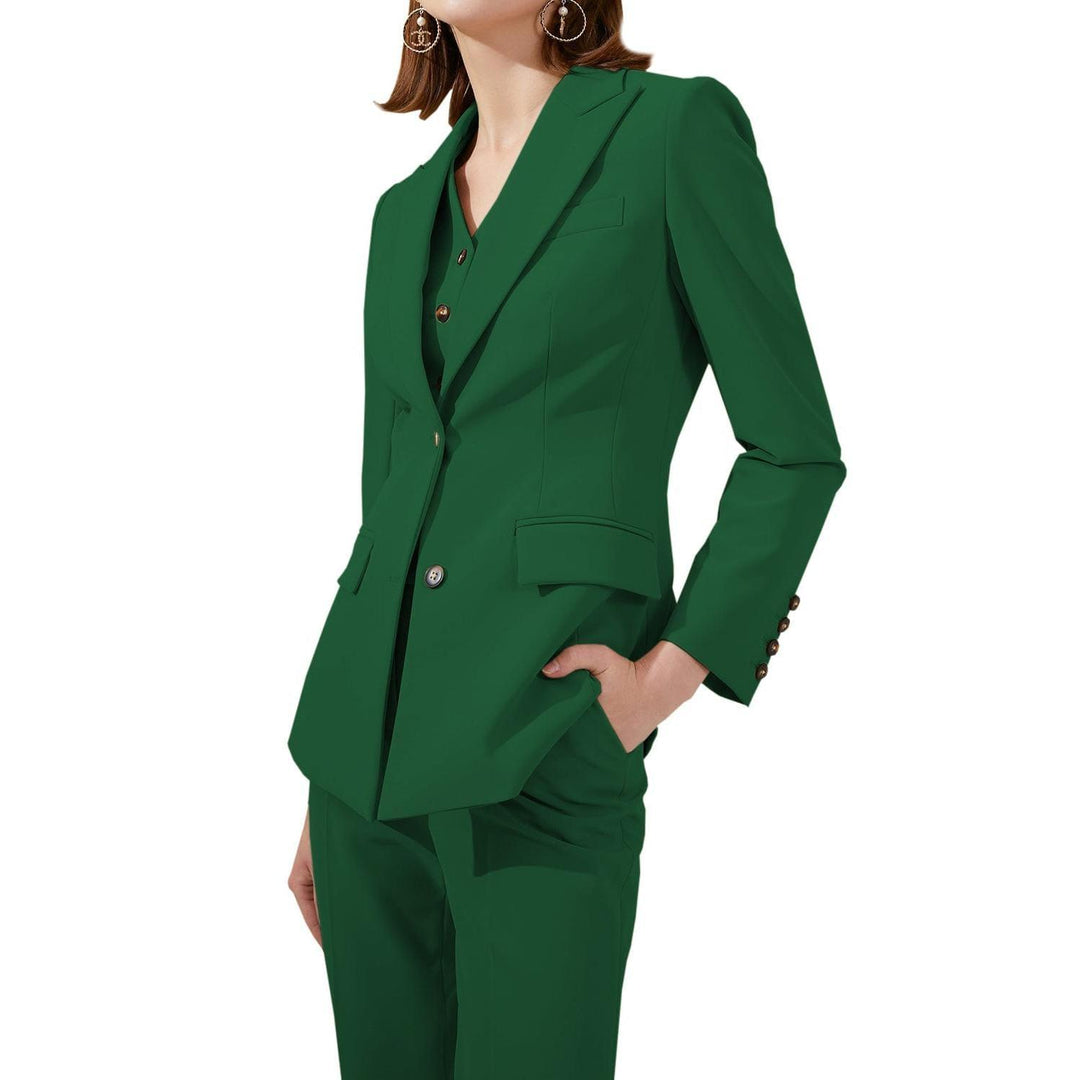 solovedress 3 Piece Business Peak Lapel Slim Fit Women Suit