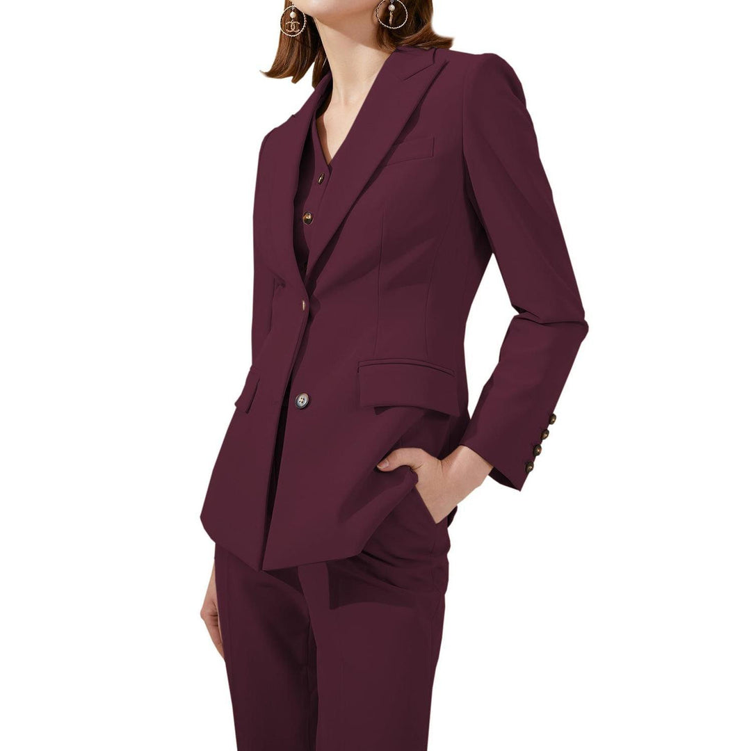 solovedress 3 Piece Business Peak Lapel Slim Fit Women Suit