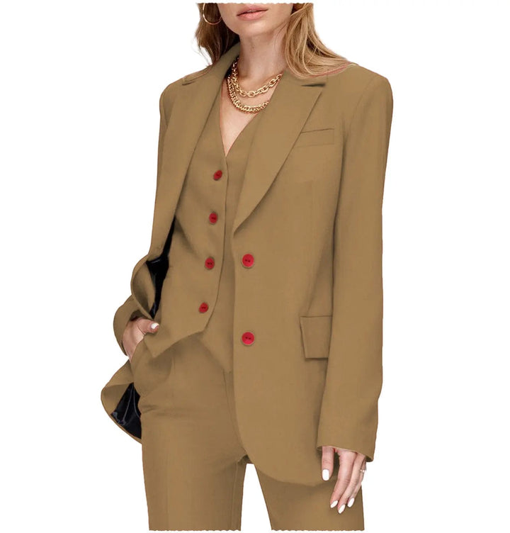 solovedress 3 Pieces Double Buttons Notch Lapel Women Suit（Blazer+Vest+Pants）
