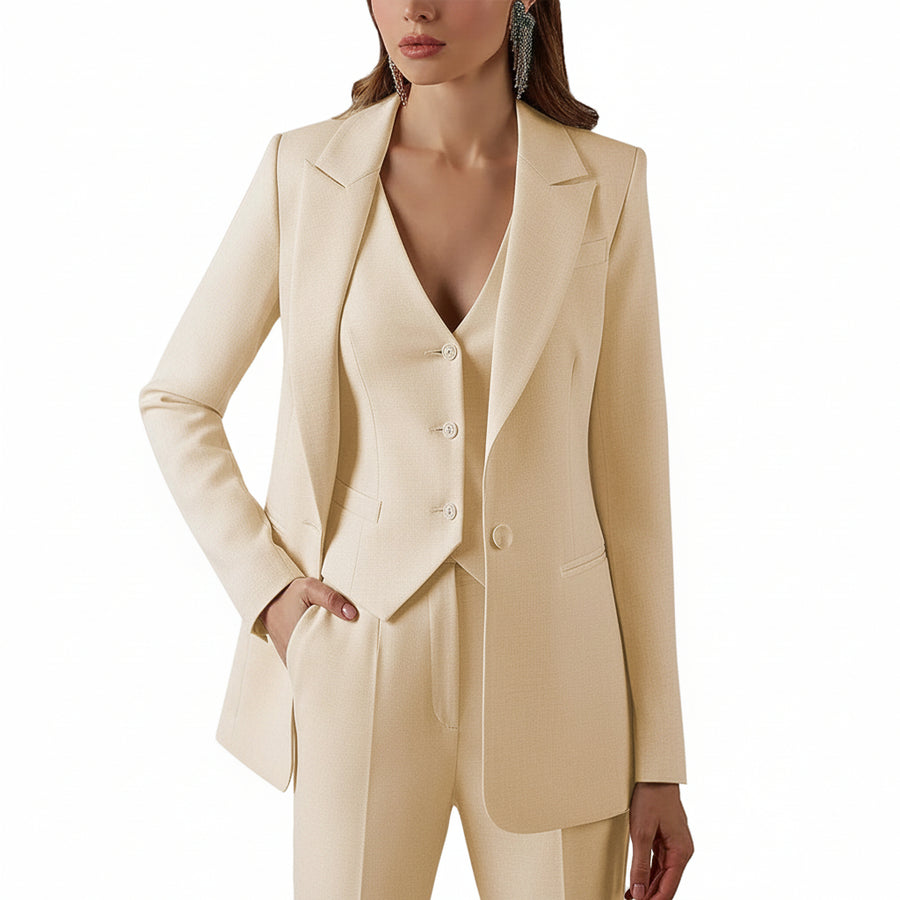 CopOne Button Rayon Blend Wide Peak Lapel Vested Pleated Pant Suit in Sapphire main image 0