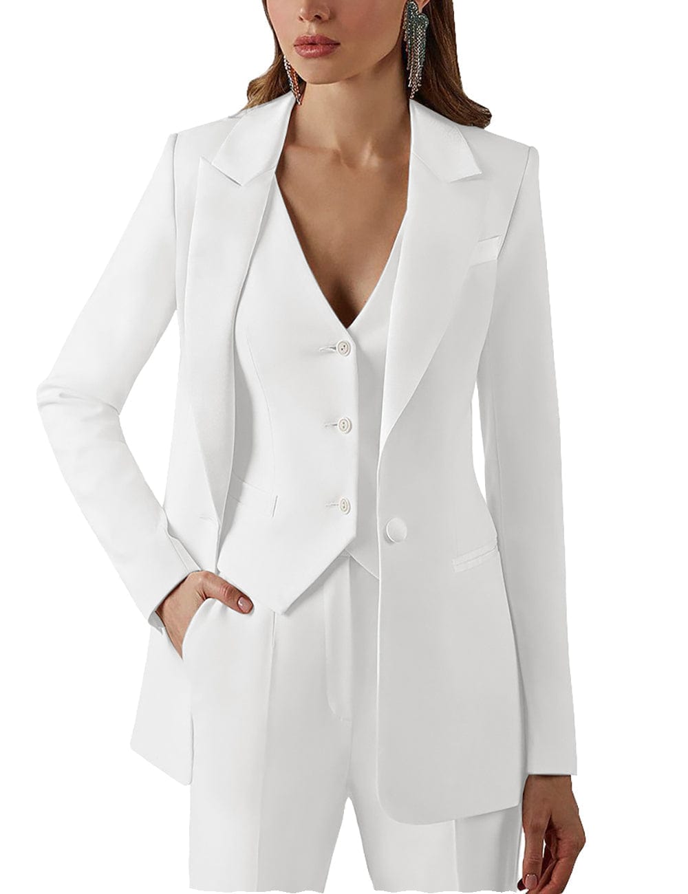 White Women Suits 3 Piece Women Pantsuits Ol Women's Summer Suit Women Blazer  Jacket & Trousers & Vest Suit For Women Set - Pant Suits - AliExpress